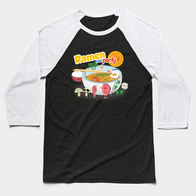 Ramen Pool Party Baseball T-Shirt by hammyclasing